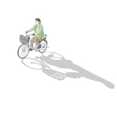 man with eyeglasses riding a bicycle illustration vector hand drawn with black lines