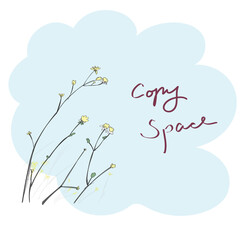 small flowers with copy space illustration vector sketch with black lines