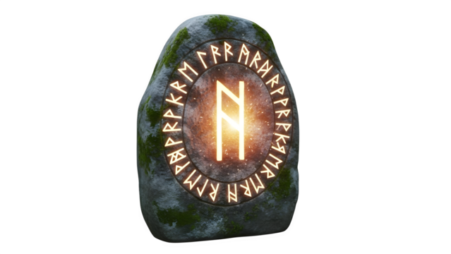 Runestone with Elder Futhark inscription 3d rendered, isolated on transparent background