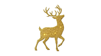 Golden Reindeer Silhouette, isolated on transparent background