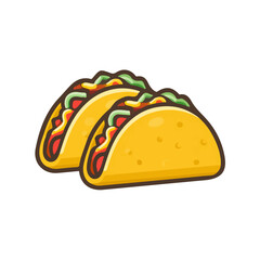 2D minimalist flat vector of a Tacos, contemporary clean design isolated on white.