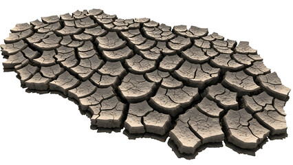 Cracked earth texture, isolated on transparent background