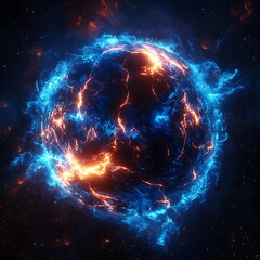 Electric fire swirling across vibrant cosmic sphere high resolution picture