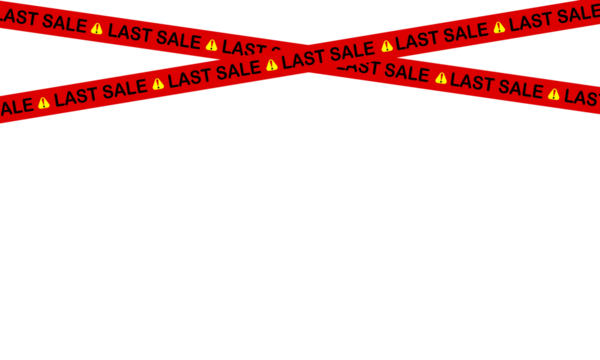 Red warning tape with text  last sale a on transparent background