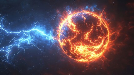 Electric molten planet erupting in cosmic darkness high resolution picture