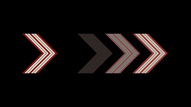Christmas swipe arrow animation featuring festive chevron shapes in red, white and green moving forward on Transparent Background, Alpha Channel, perfect for holiday UI, navigation prompts