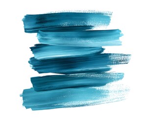 Several horizontal teal blue paint strokes overlap against a stark white background
