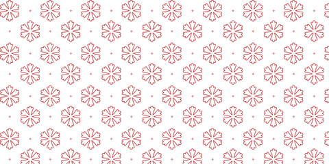 Seamless festive pattern with bold red snowflakes and tiny star accents on a clean white background, perfect for Christmas wrapping paper, textiles, gift packaging, greeting cards