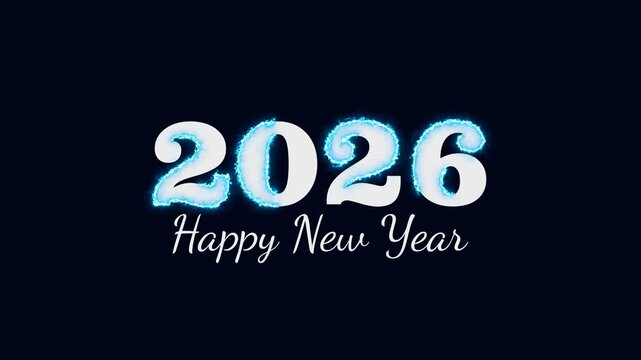 Happy New Year 2026 Celebration 4k video, snowfall and lighting sparkle, Animated midnight happy new year 2026 Social Media Wishes, Greetings, firecracker new year's eve.