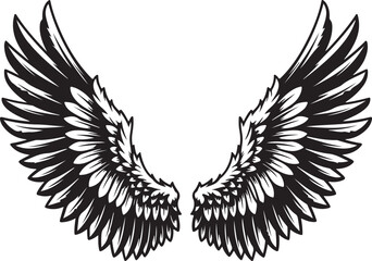 Obraz premium Black and white angel wings vector illustration design