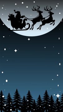 Christmas background with santa claus siluet and sparkling Animation Video 4K 