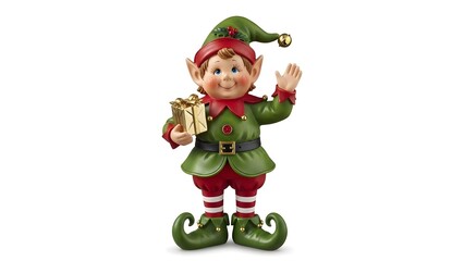 Santa's elf figurine, isolated close-up shot on a transparent background for holiday celebrations