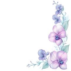 Delicate watercolor style flowers and foliage adorn the right side of the frame