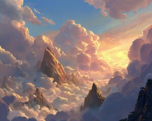 Golden Sunset Over Mountain Peaks