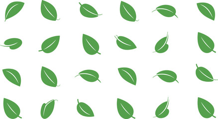 Leaf icon collection, green foliage symbols, eco design elements, botanical pattern set, environmental education, cad drawing flat vector illustration