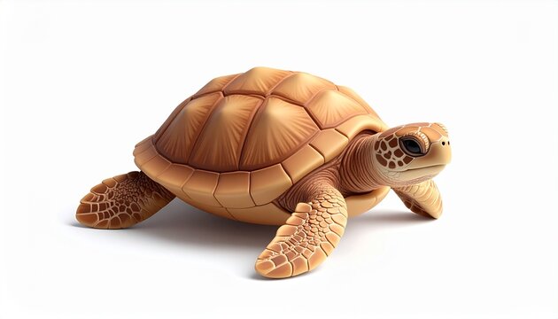 Realistic model of a turtle showcasing intricate details and natural colors on a white background