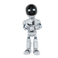 Fototapeta premium Cute and small artificial intelligence personal assistant robot think or compute isolated