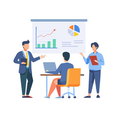 flat vector illustration business team meeting for project brainstorming and business people planning for marketing strategy concept