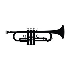 Fototapeta premium Silhouette of a classic brass trumpet on a white background