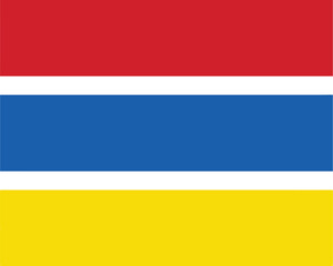 Three horizontal rectangles in red blue and yellow colors stacked vertically on transparent background