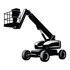 Artistic black and white illustration of a boom lift © FAS