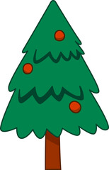 Christmas Tree hand drawn cartoon for element, festival, celebration and illustration