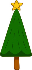 Christmas Tree hand drawn cartoon for element, festival, celebration and illustration