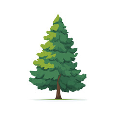 Obraz premium Clean 2D flat vector depiction of a Yew Tree, designed in minimalist modern style with white background.