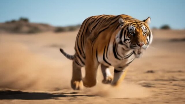 Majestic Tiger on the Hunt: A Powerful Display of Natures Beauty.