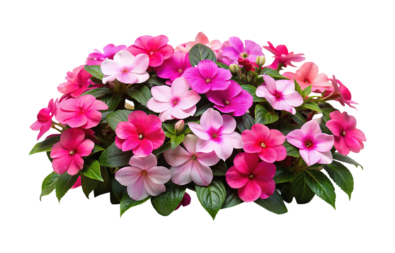 Beautiful Impatiens Flowers in Various Shades of Pink and Magenta Colors