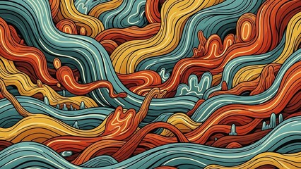 Vibrant abstract flow of colorful lines creating a dynamic organic background pattern