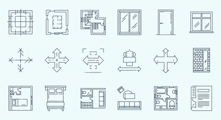 Explore modern architectural plans and interior design layouts, showcasing windows, doors, floorplans, and furniture for home design inspiration and real estate visualization projects