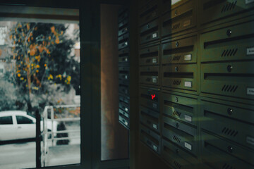 Mailboxes in the entrance of the building