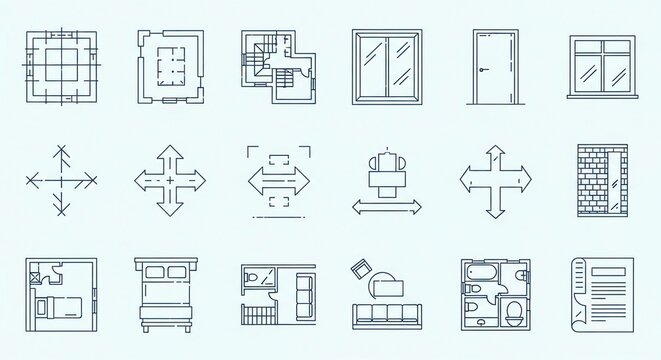 Explore modern architectural plans and interior design layouts, showcasing windows, doors, floorplans, and furniture for home design inspiration and real estate visualization projects - Powered by Adobe