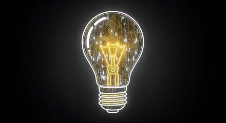 Innovative glowing lightbulb design with circuit board pattern illuminates future technology concepts and sparks creative solutions for modern industry and digital transformation