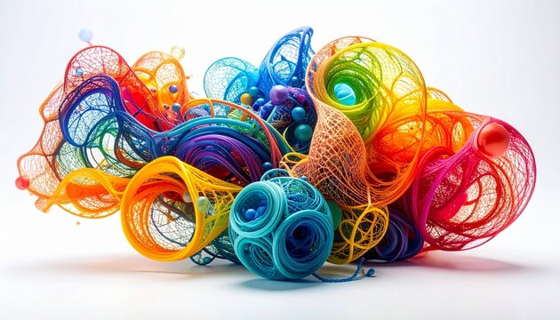 “Radial abstract network diagram with multicolored nodes and gradient background.”