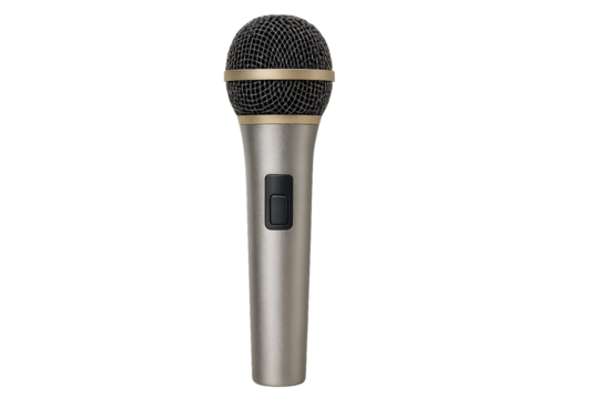 Microphone Solo: A sleek, professional microphone, poised and ready to capture the sound, epitomizing the essence of audio clarity and artistic expression.