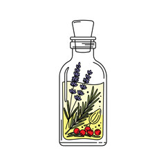 Herbal Infused Oil Bottle with Lavender, Rosemary, Berries, and Citrus Peel