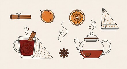 Delightful spiced citrus tea brewing for a cozy autumnal evening, perfect for holiday cards, recipe blogs, and festive winter promotions to warm hearts this season