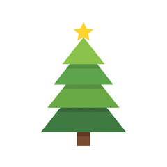 A green Christmas tree with a yellow star on top