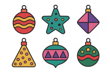 Christmas ornaments set creating holiday decorative collection