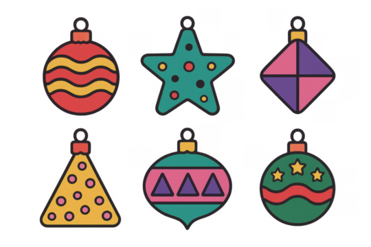 Christmas ornaments set creating holiday decorative collection