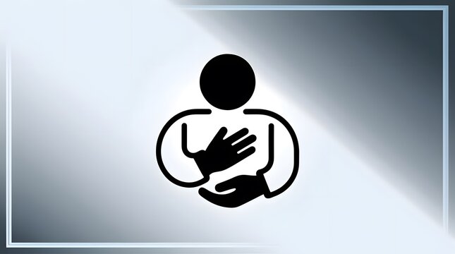 Chest care illustration expressing medical assistance gesture for emergencies requiring supportive help and calm response