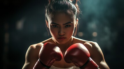 Fierce boxer in an intense training moment.