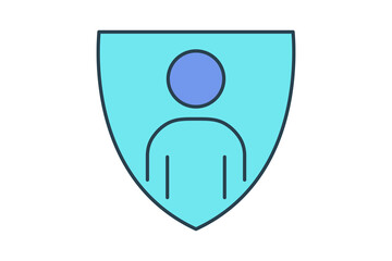 Protection icon flat line style suitable for websites, mobile apps, dashboards, and printable designs. Simple, modern, and fully editable vector format