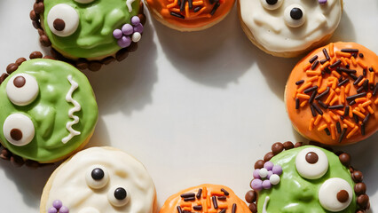 Spooky sweets for Halloween fun Delicious monster cookies with colorful frosting make a playful treat