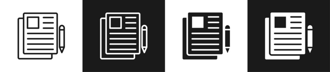 Blog Post Line N Glyph Style In White And Black Background