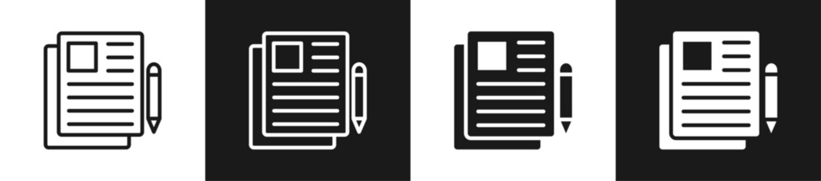 Blog Post Line N Glyph Style In White And Black Background