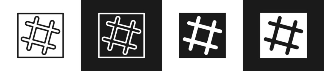 Hashtag Line N Glyph Style In White And Black Background