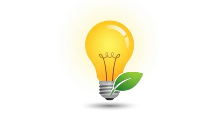 Bright idea for eco-friendly solutions shown in glowing lightbulb with green leaf, perfect for sustainable energy campaigns and innovative environmental projects now, very important